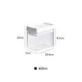 White and transparent Japanese-style plastic storage container for dry foods, 400ml capacity.