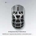 Attack shark R3 magnesium alloy 8k wireless Bluetooth mouse in silver gray with USB receiver and parachute cord line