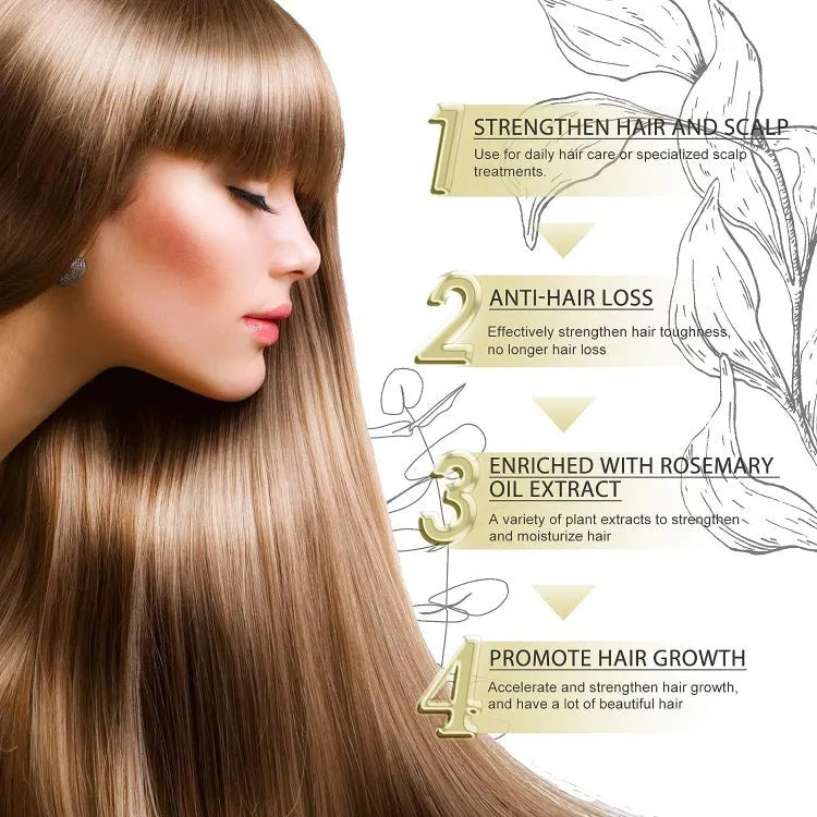 Yellow rosemary hair care essential oil bottle with 60ml net content for tough hair and split end treatment