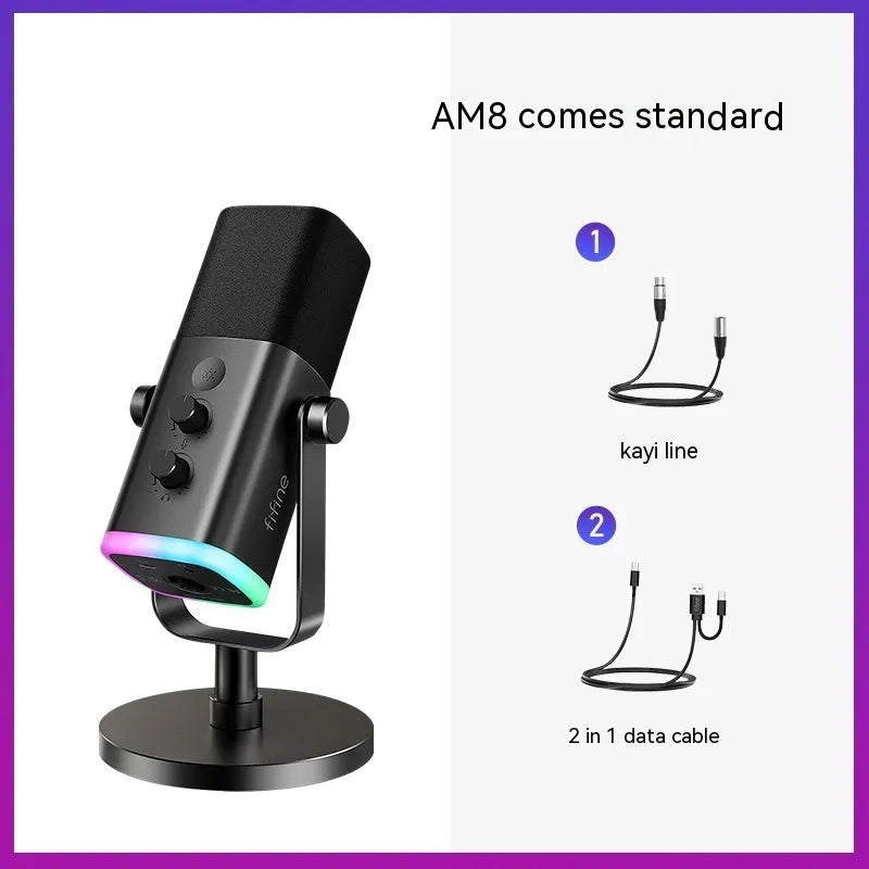 Dynamic noise reduction microphone in black, pink, or white with matching bracket and complete cable kit