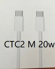 White 20W USB-C UK wall charger with a fixed three-pin plug and a USB-C cable.