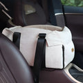 Beige white foldable pet car nest and bed for small dogs and cats