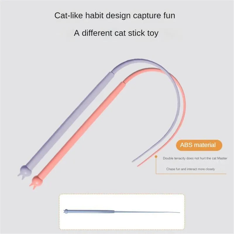 Simulated mouse tail cat toy with blue silicone tail and cat head handle
