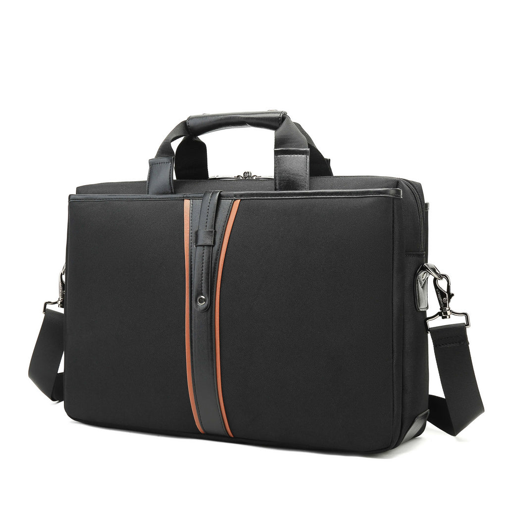 Black Oxford cloth single-shoulder laptop backpack for 15-inch devices with waterproof and anti-theft features