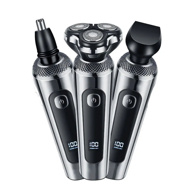USB rechargeable beard trimmer with digital display and fully washable construction