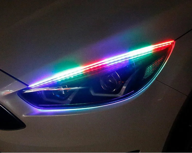 RGB LED daytime running light strip with remote control for General Motors cars in 30cm, 45cm, 60cm sizes.
