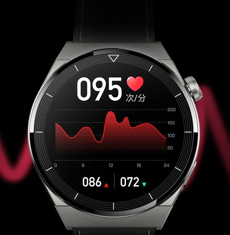 Round dial smart watch with Bluetooth calling and NFC access control features on silicone strap