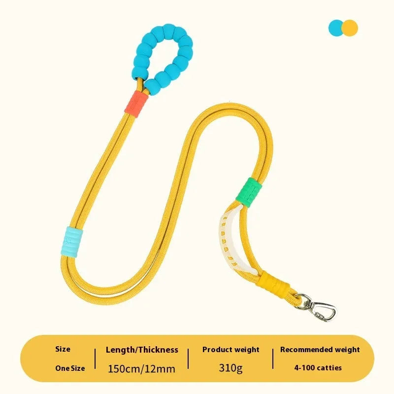 Non-slip nylon pet hand holding rope lead strap in mint green, grape purple, sea salt blue, pink, cherry red and lemon yellow