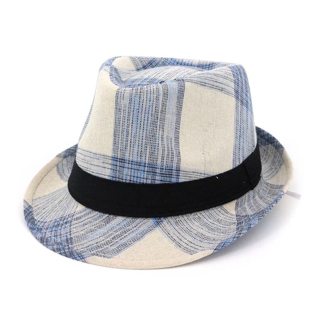 A blue or black polyester sun hat with a bell-shaped crown and wide brim for outdoor travel.