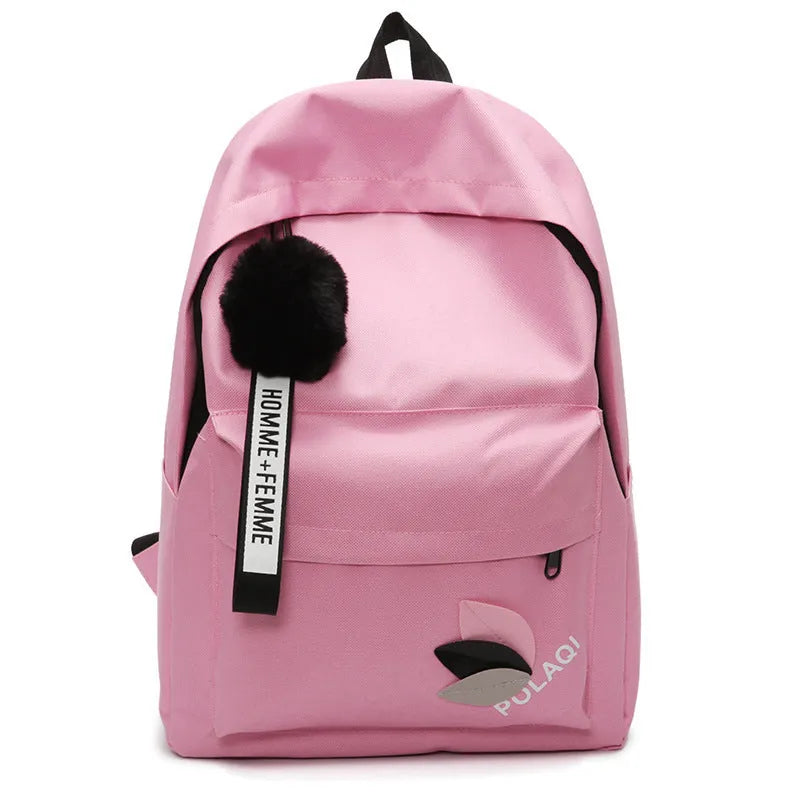 Canvas college style schoolbag backpack in green with leaf pattern, showing 40x28x13cm dimensions