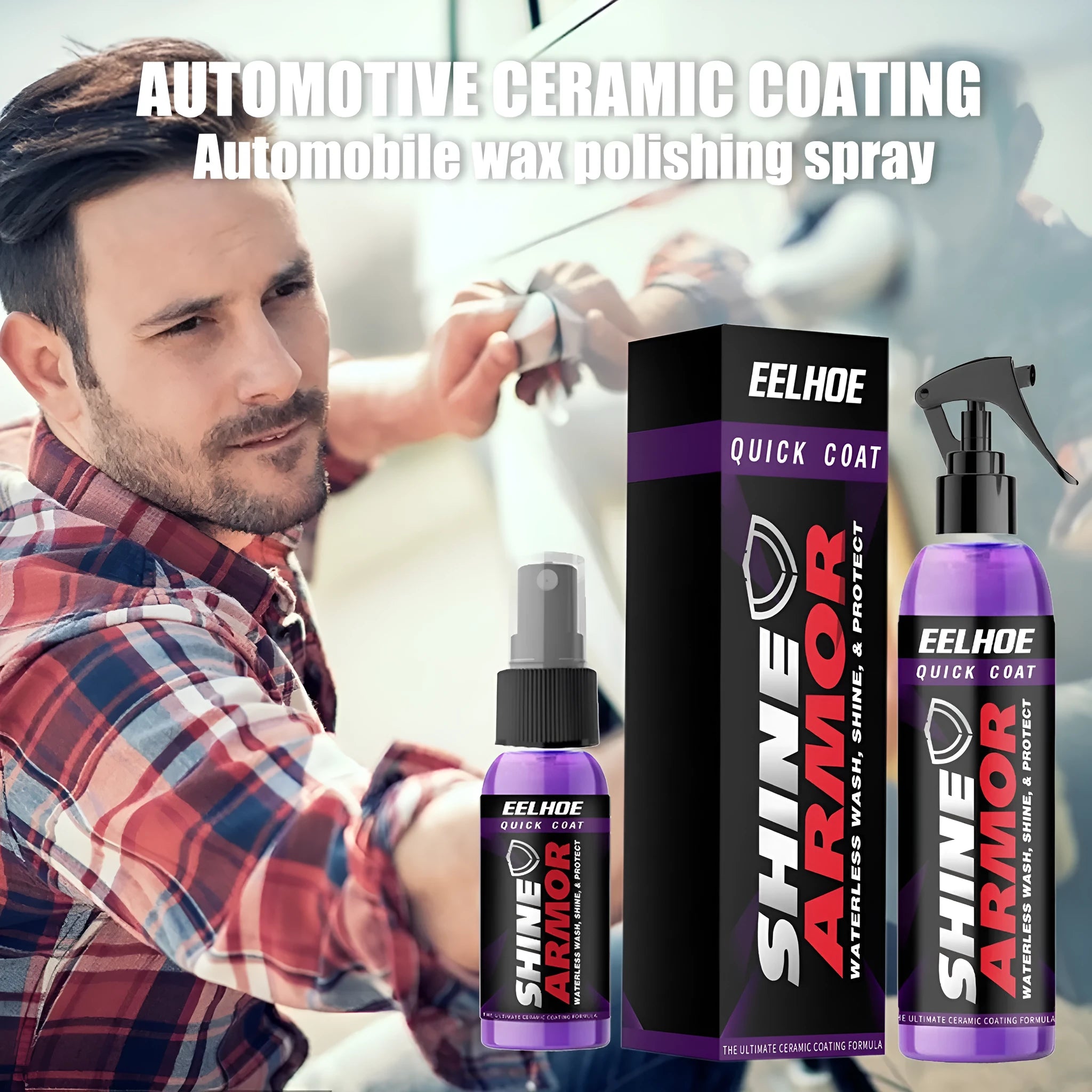 A spray can of purple automobile nano crystal car coating agent for paint protection.