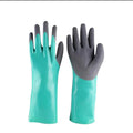 Navy blue nitrile work gloves shown in short and lengthened styles for fishing protection.