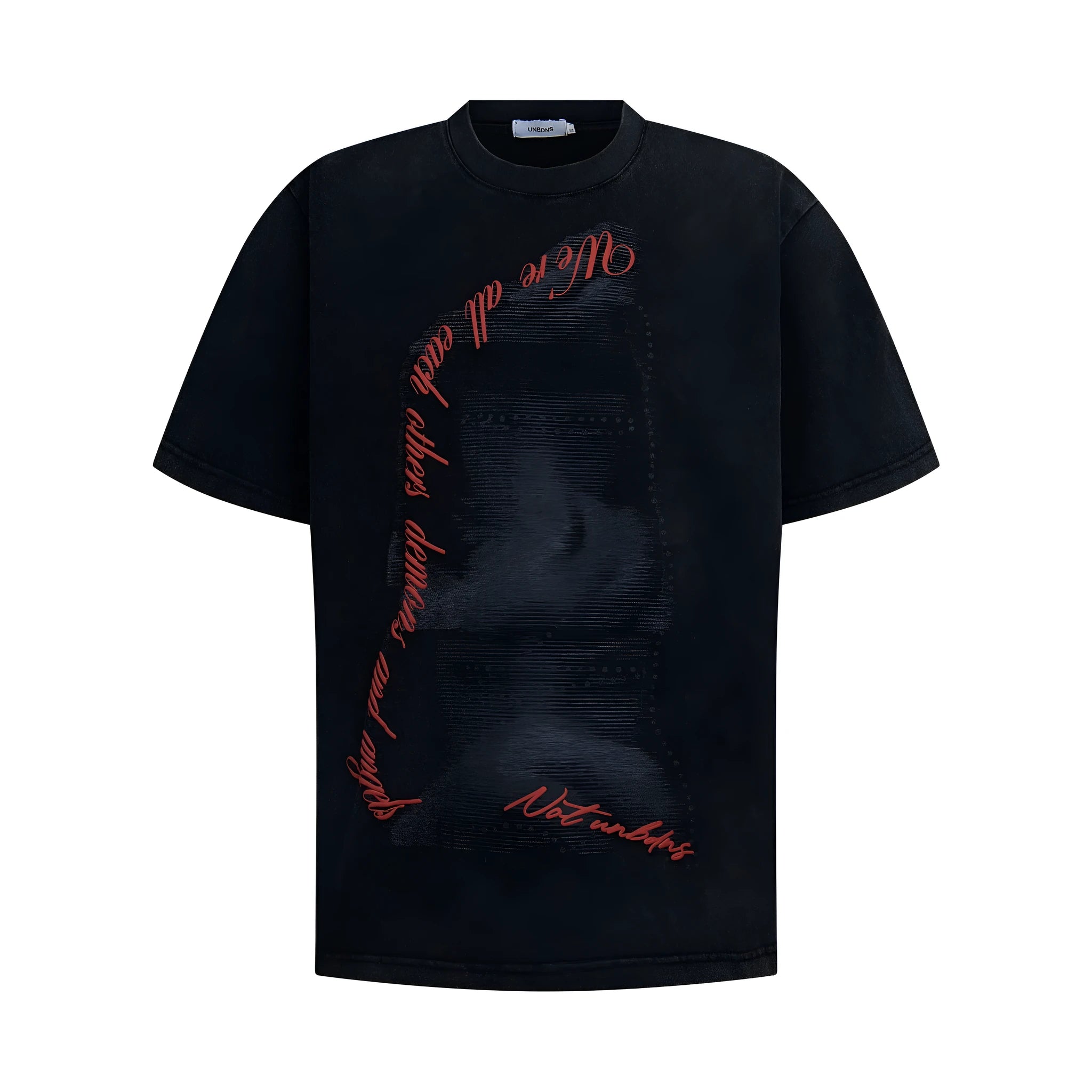 Men's black washed vintage loose fit short sleeve cotton blend T-shirt
