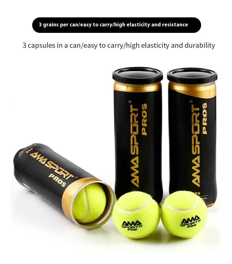 Three cage plate tennis training balls in Cricket-PRO colours showing high elasticity construction for court practice