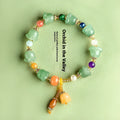 Natural Xinjiang jinsi jade bracelet with hand-carved aventurine orchid beads for women