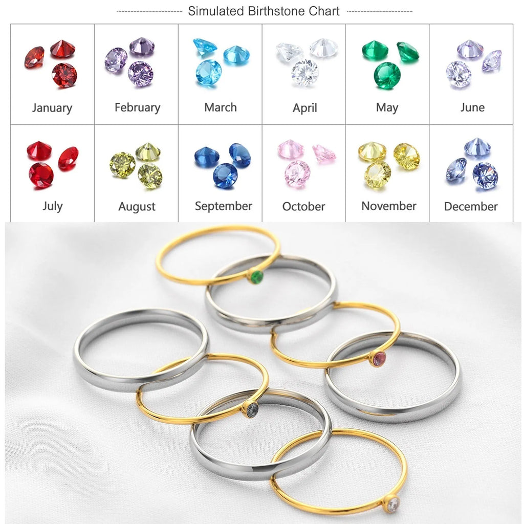 December colour birthstone ring with geometric engraving on a gold electroplated titanium steel band.