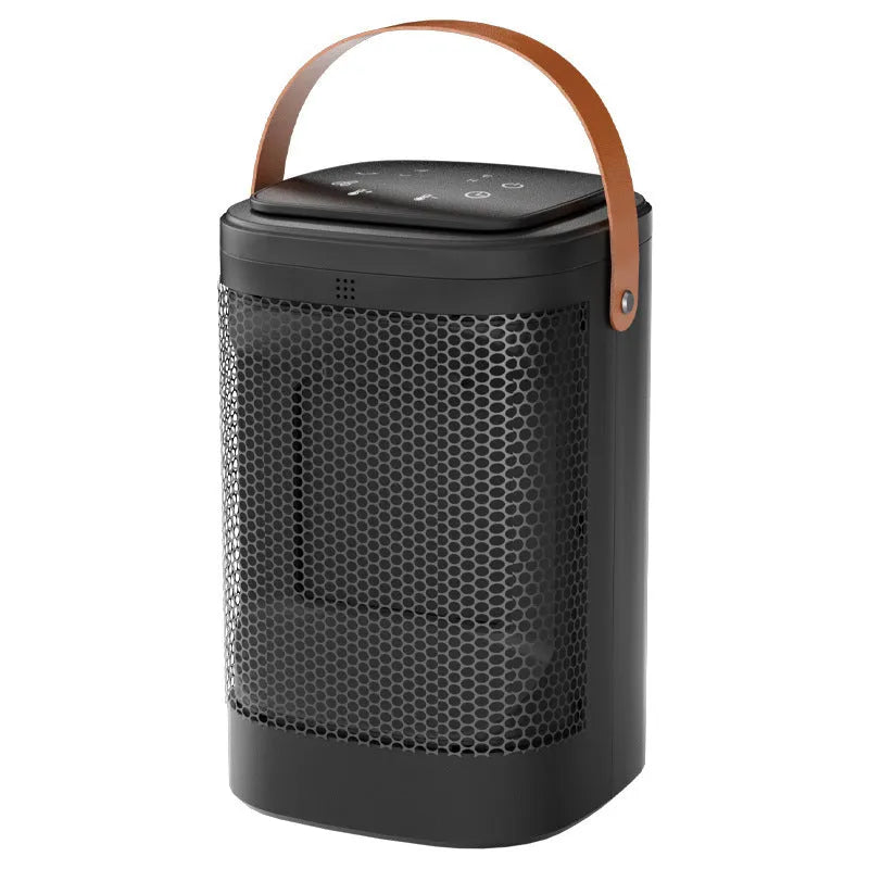 Remote control touch screen portable electric heater with PTC element and digital display.