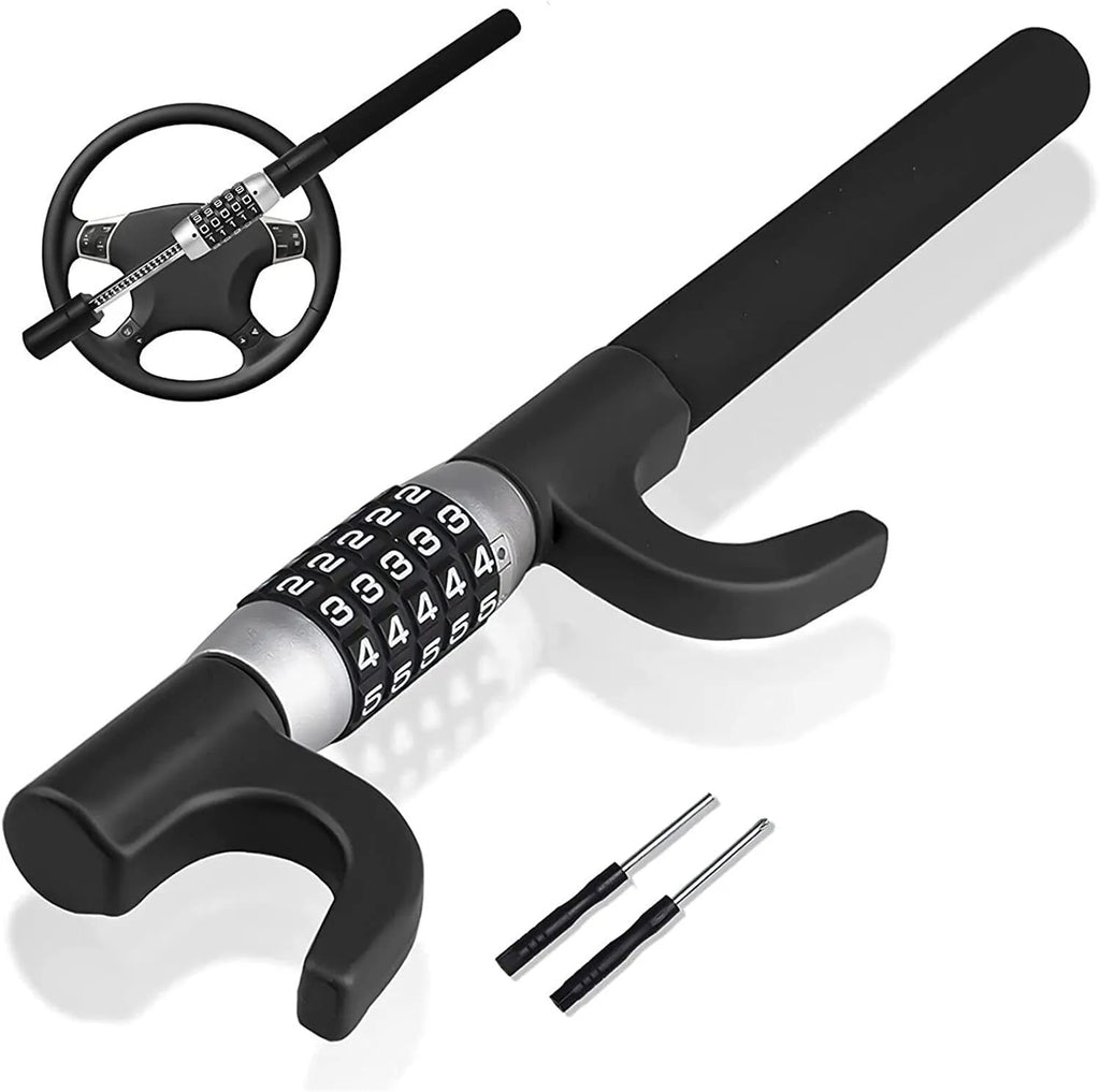Alloy steel car steering wheel anti-theft U-lock in black, blue, or red colours weighing 2kg