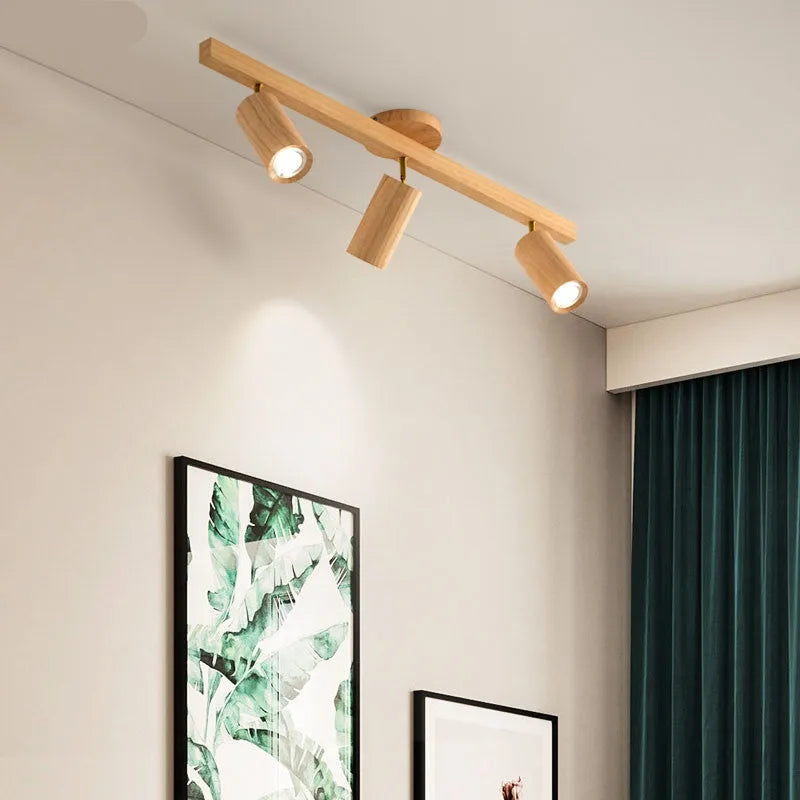 Modern minimalist log style 3-head LED spotlight ceiling lamp for living room bedroom with neutral light