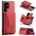 Magnetic card holder case for Samsung S22, black PU, single card slot on back, wireless charging compatible