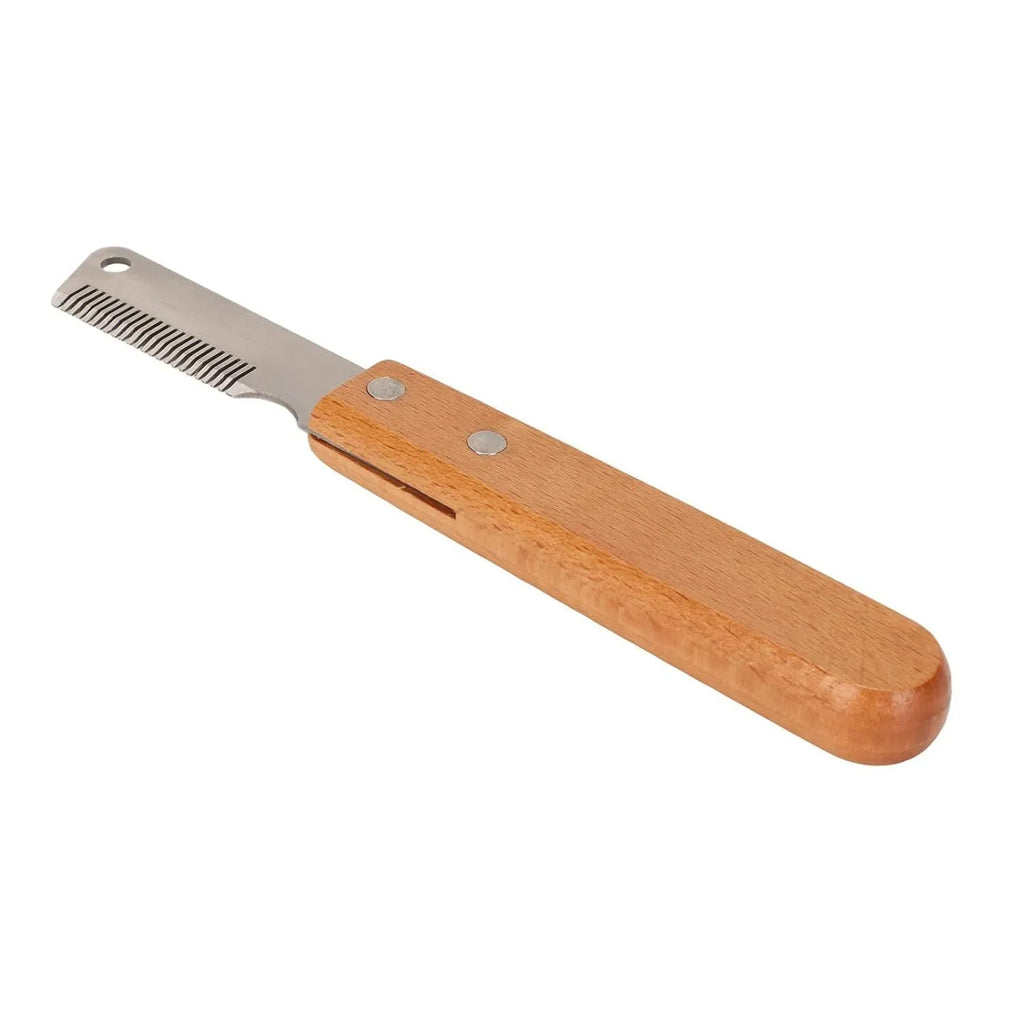 Wood handle pet stripping knife grooming tool for dogs and cats with two size options