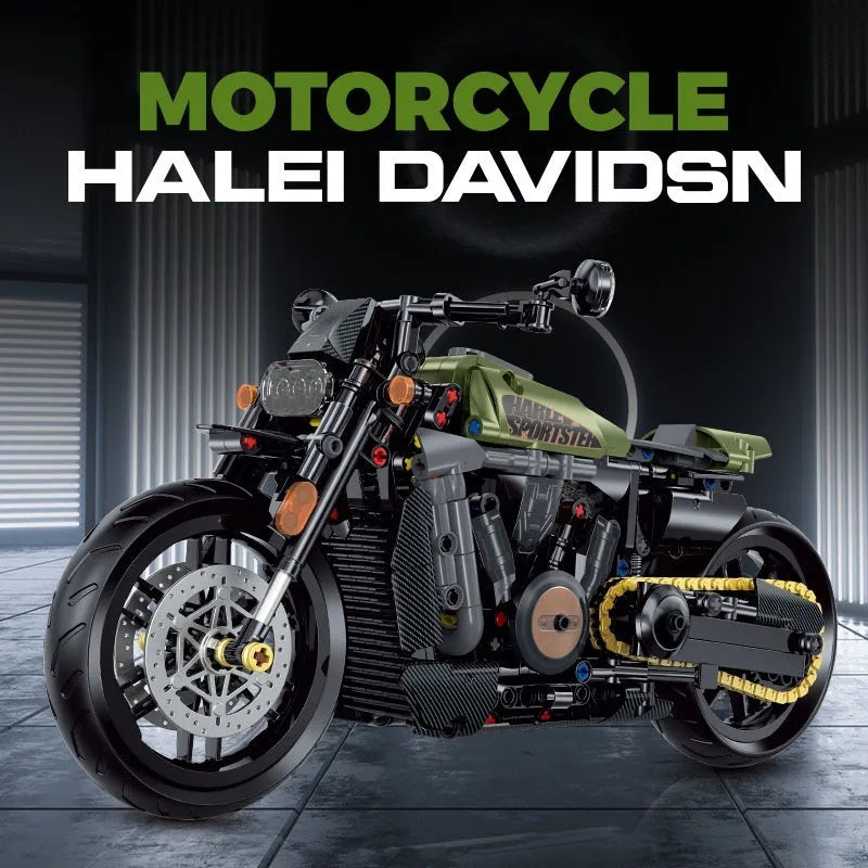 1:8 scale H2R motorcycle building block model made of small plastic particles for teenagers
