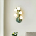 French pastoral wall-mounted bedside lamp with green tricolour LED light and white PC shade