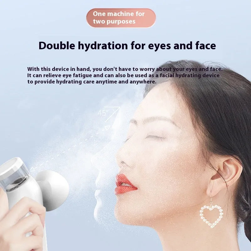 White portable electronic eye device with USB charging port and eye mask attachment