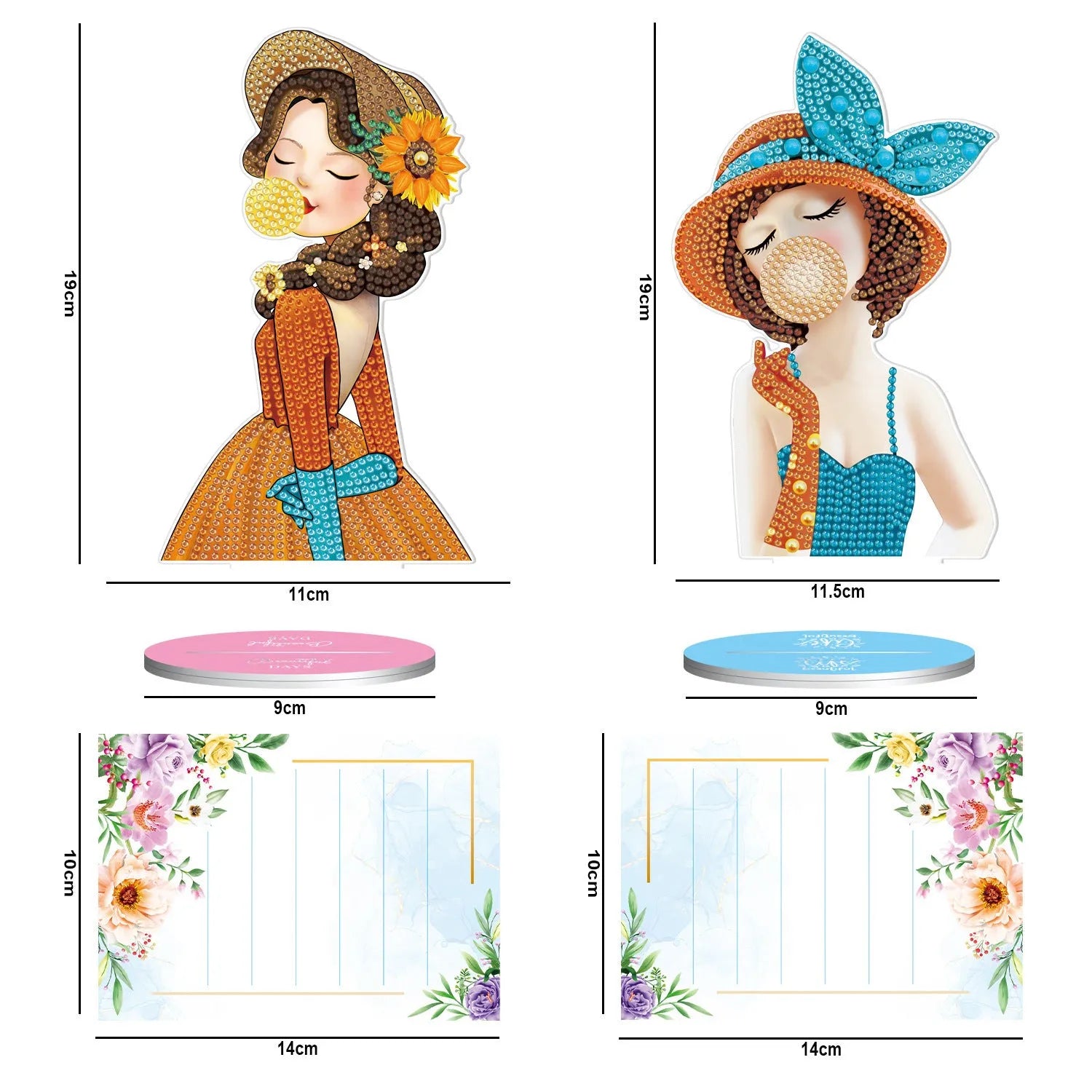 Diamond painting decorative desktop note clip with colourful facets and clip mechanism