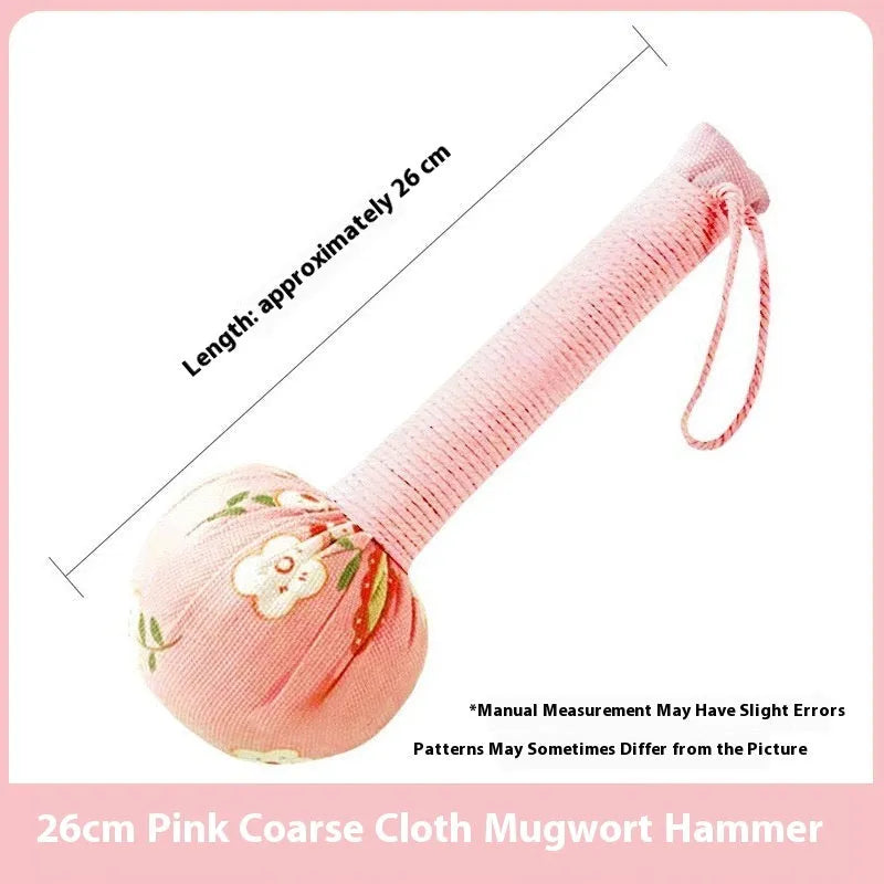 Argy wormwood hand-held massage hammer in green, shown alongside pink, purple, red and yellow colour options.