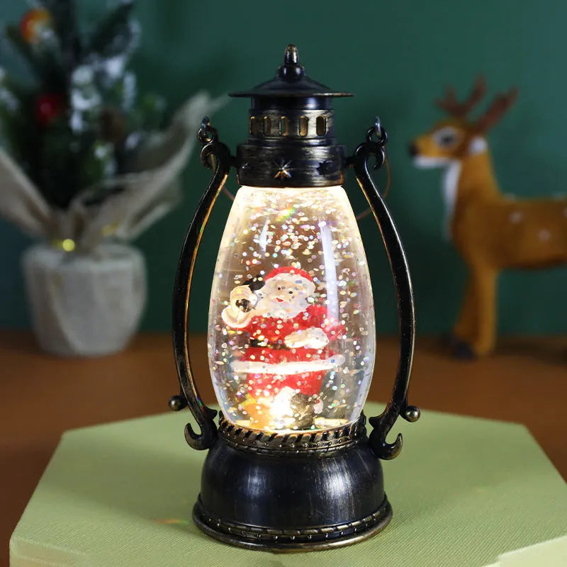 Portable crystal ball oil lamp in snowman and elderly person Christmas designs