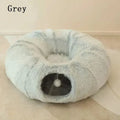 Gray plush cat bed mat measuring 85 by 85 by 26 centimetres, placed on floor for winter use