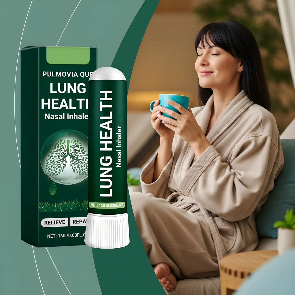 Lung health care inhaler with 1ml capacity, menthol and aloe leaves active ingredients, portable design
