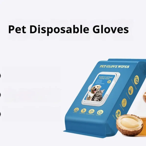 Disposable pet grooming gloves for cats and dogs in 20-piece wash-free packs