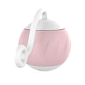 Electric luminous cat toy ball in watermelon green and pink design next to pumpkin orange version