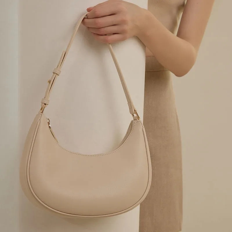Woolen hard shell one shoulder underarm bag in YDD111 Pink with cowhide lining and zipper compartment