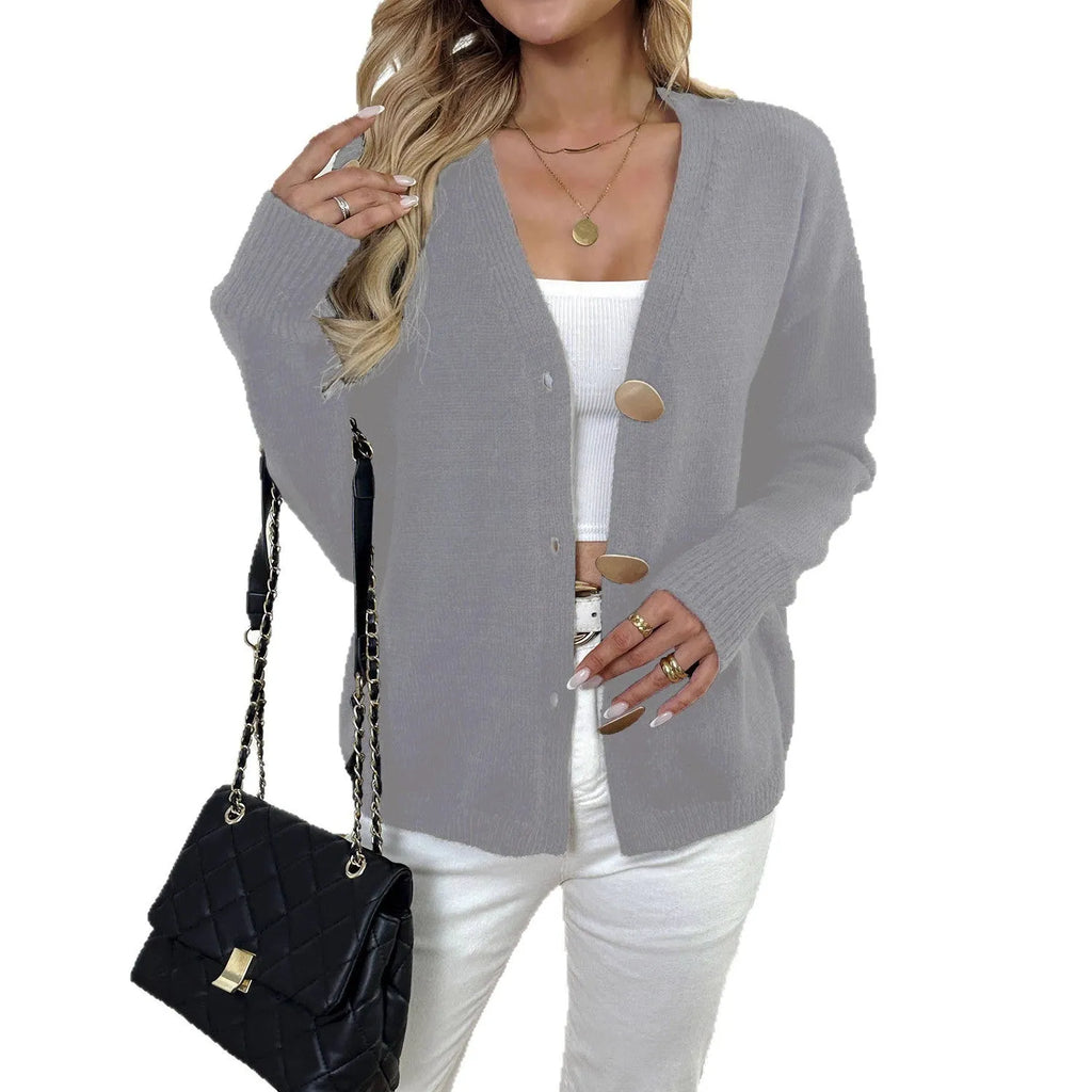 A black women's deer plush sweater coat with princess sleeves in a street hipster style.