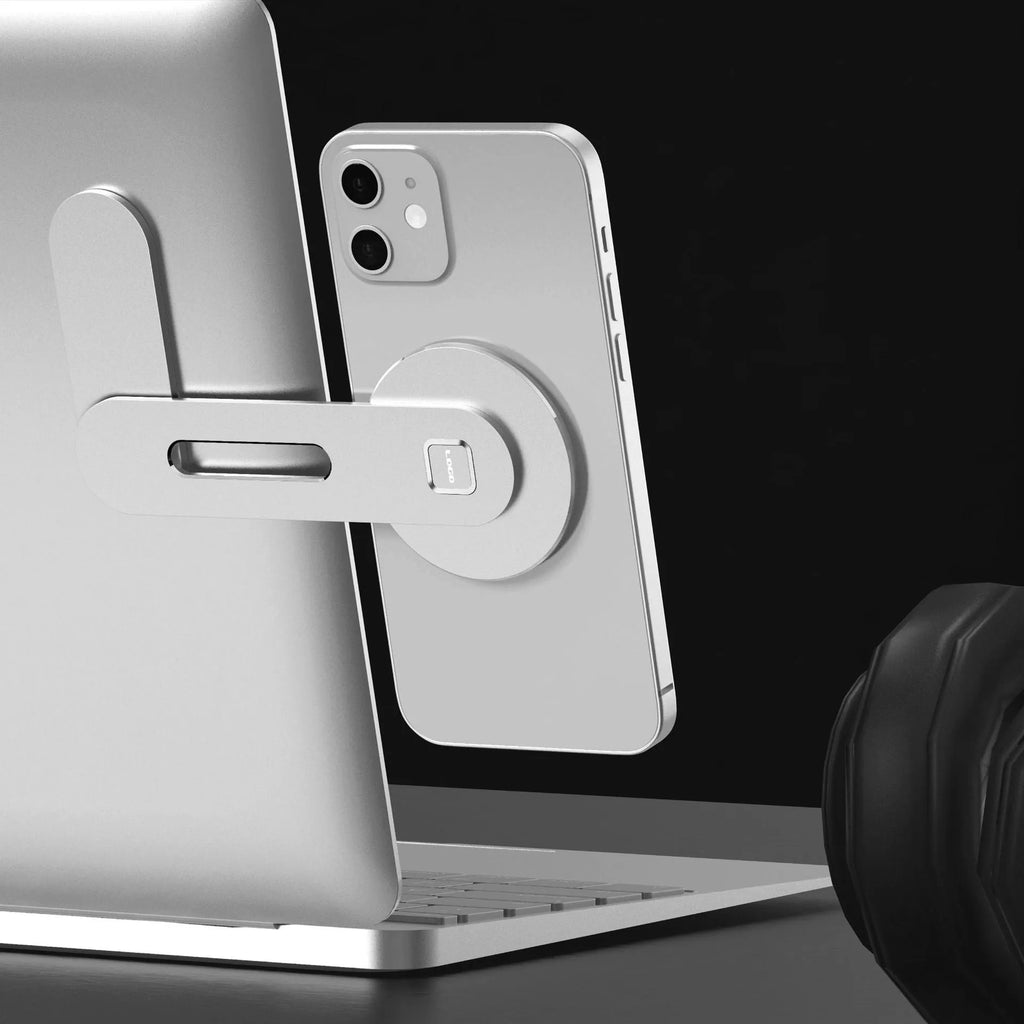 Aluminium alloy magnetic desktop expansion bracket for notebook computers measuring 130x56x6mm