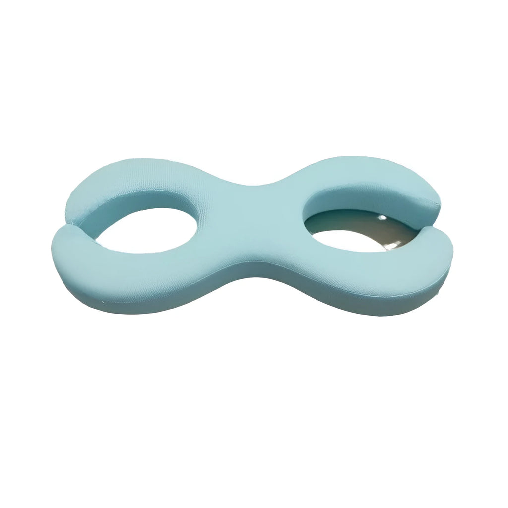 Cylindrical cervical traction pillow in cooling blue with memory foam core
