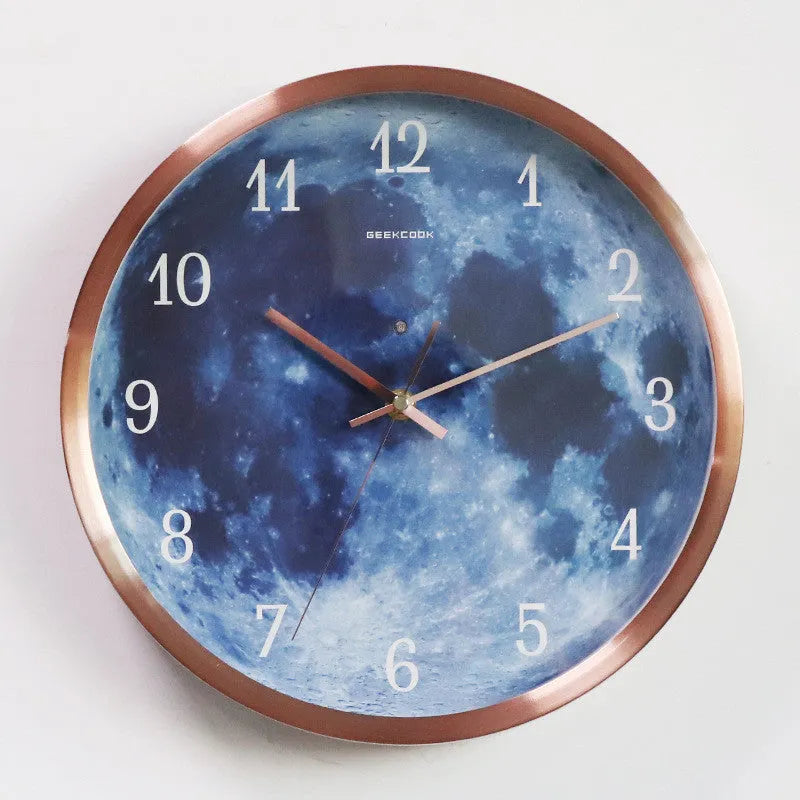 12-inch 30cm sound control luminous wall clock with blue moon design and silent movement
