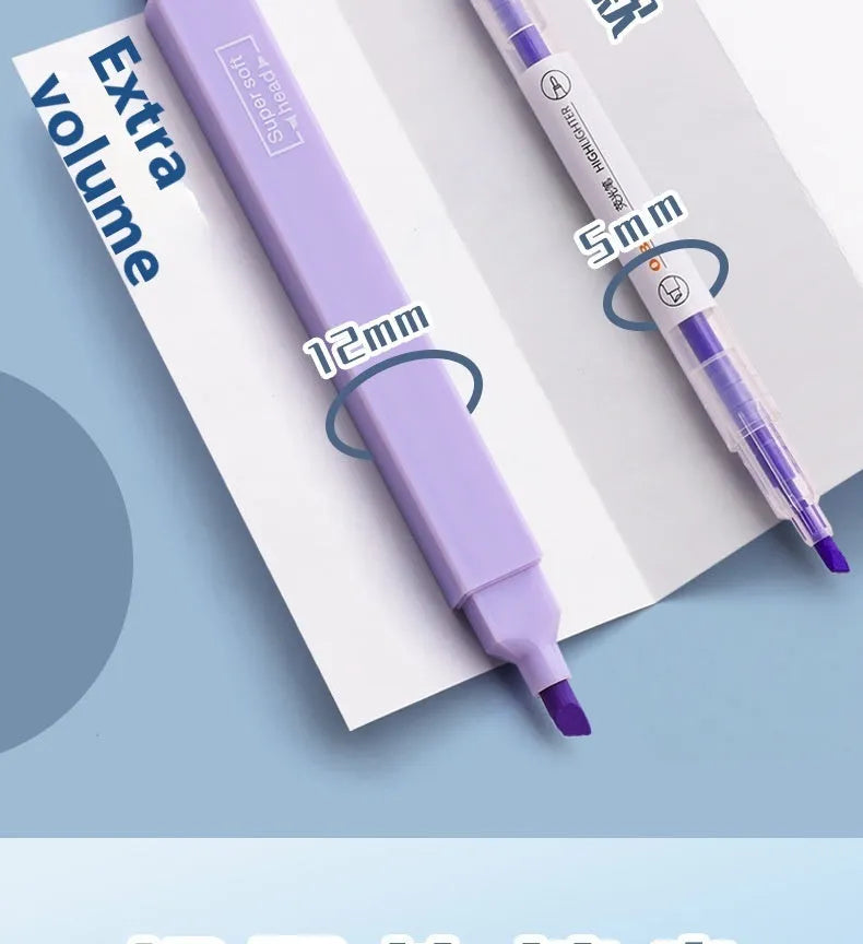 Set of double-headed fluorescent marker pens showing two coloured tips, available in mix colours or themed series packs.