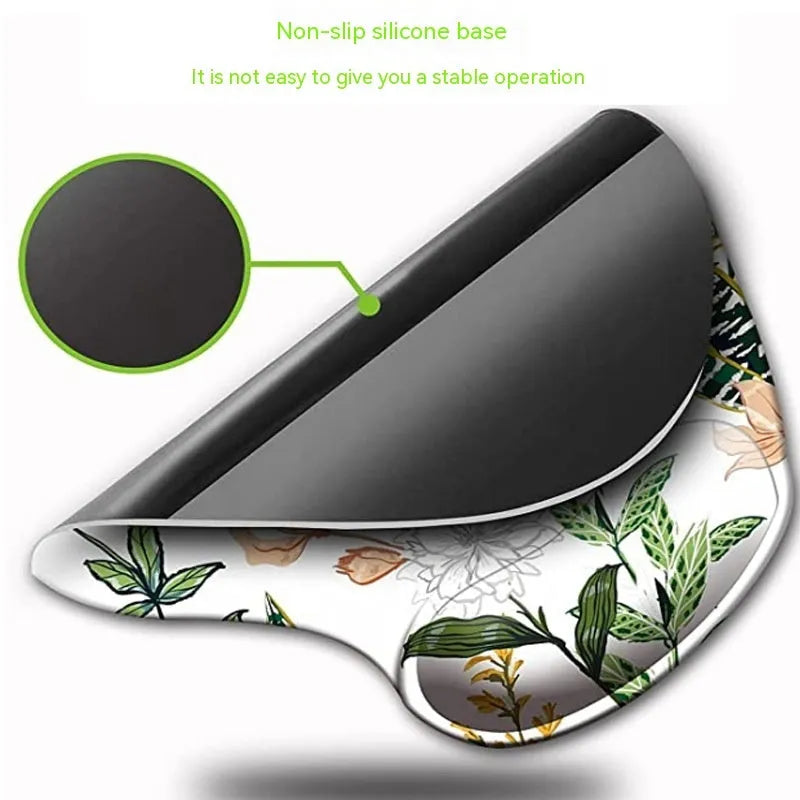 Black silicone keyboard pad with wrist strap featuring a floral pattern