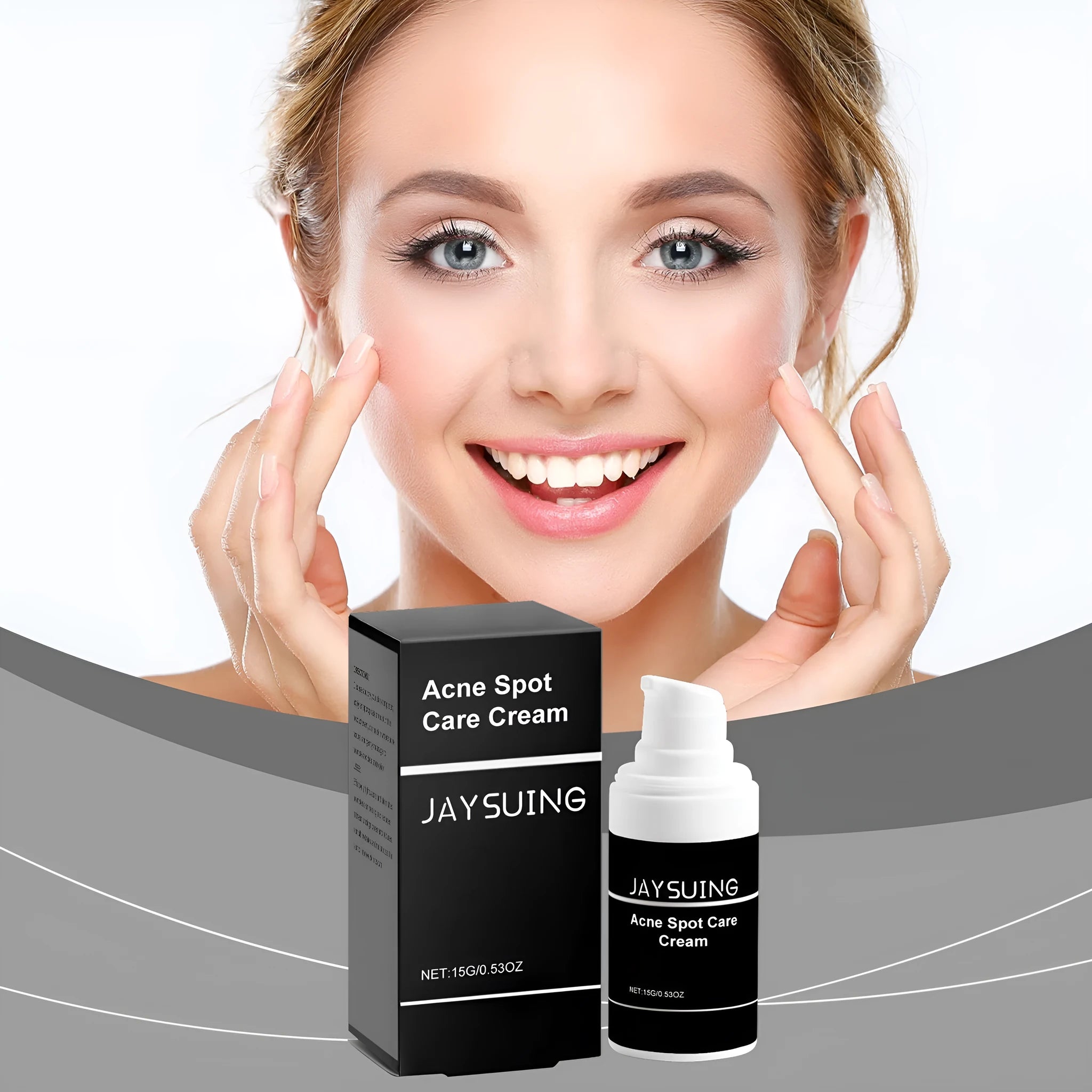 15g jar of hydrating acne cream with tea tree oil and aloe vera for facial blemish treatment