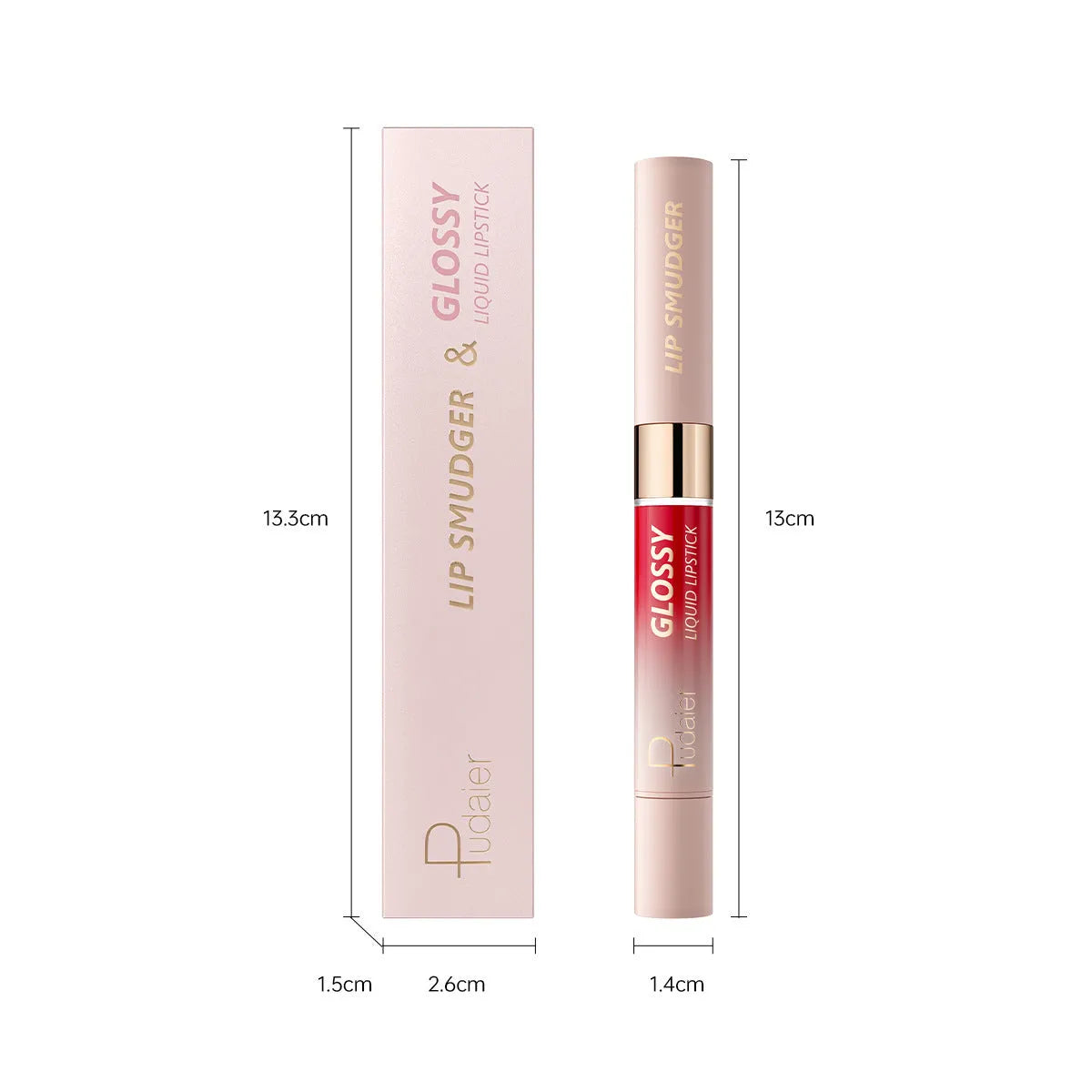 Double-headed lipstick and lip gloss in matte finish showing ten colour options 01 through 10