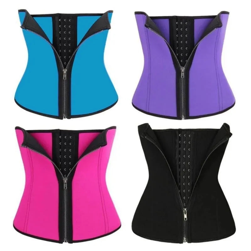 A black neoprene breasted belly band corset for women's abdominal shaping and support.