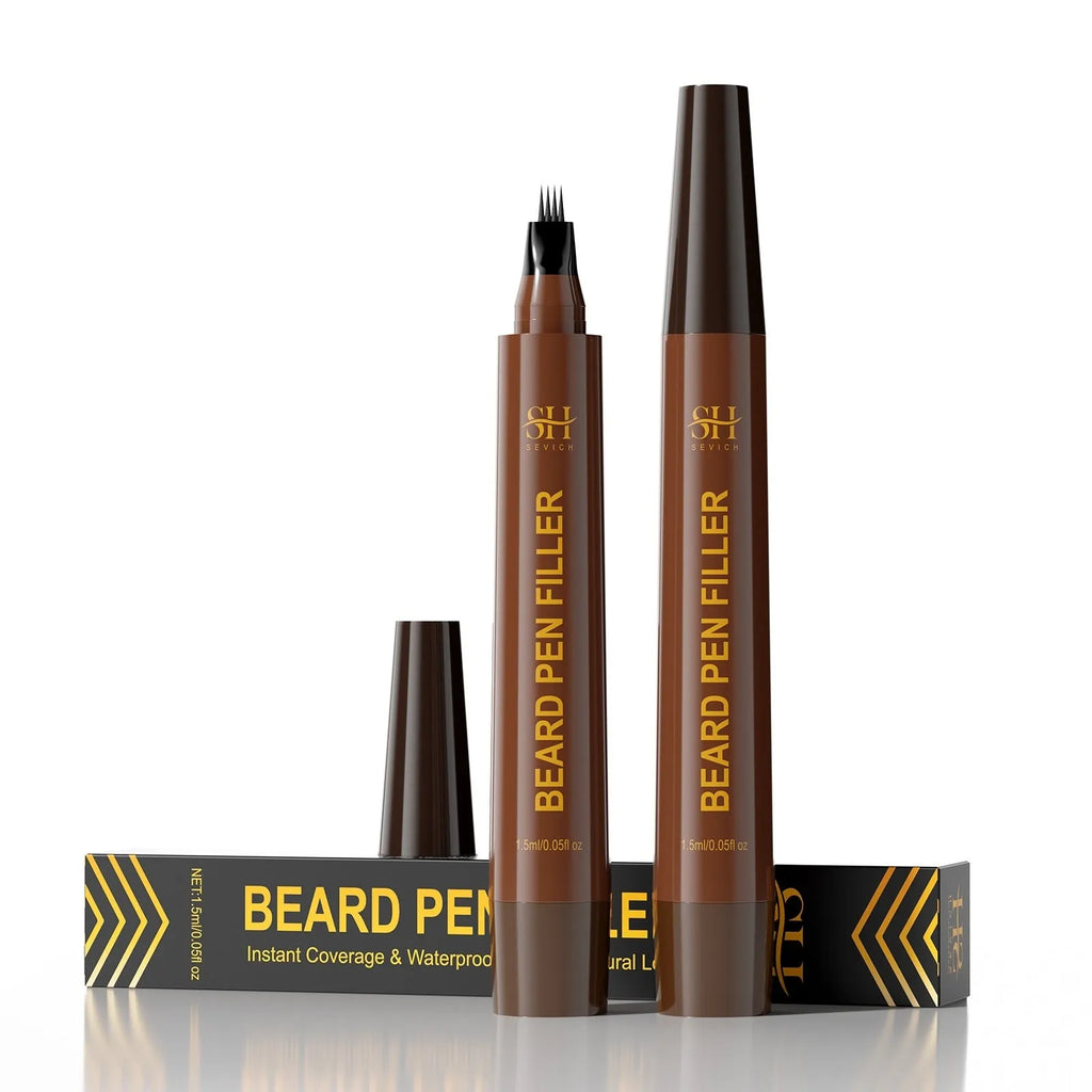Men's sweatproof waterproof beard eyebrow pencil in black and dark brown shades
