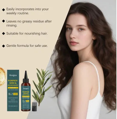 Rosemary hair care essential oil 100ml bottle with pointed applicator tip and hair comb