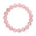 Natural strawberry quartz crystal bracelet with white water geometric beads on elastic cord.