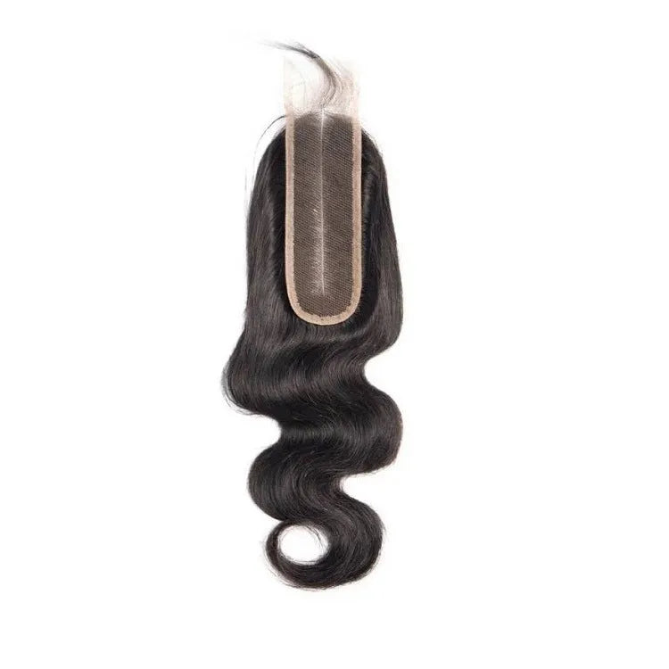 Straight human hair wig in natural colour with exotic style on display