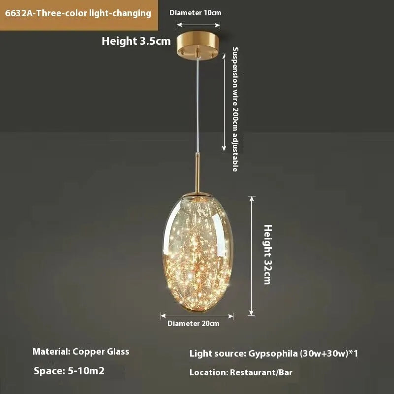 Modern glass chandelier droplight with adjustable height mechanism and LED lighting